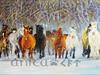 rodeo horses in winter 1  12X24 color pencil on sanded paper