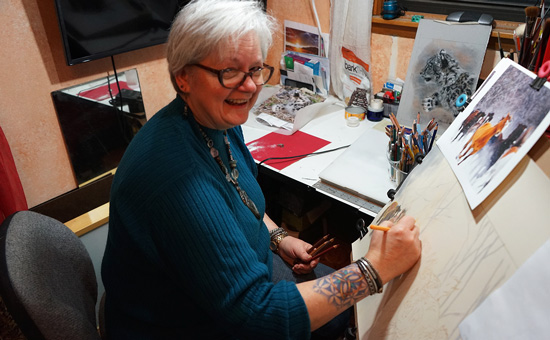 Anita at her workspace